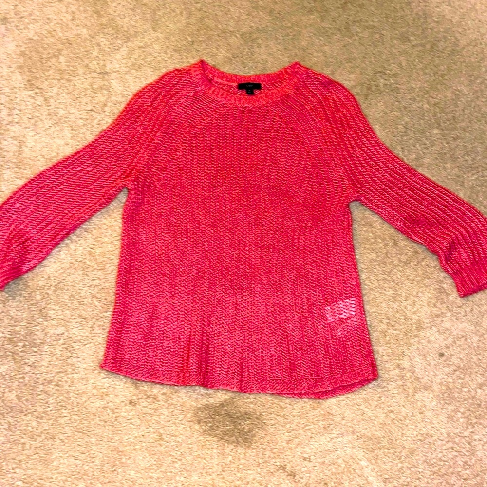 Like new gorgeous crew neck J. Crew pink woven knitted-style sweater size‎ XS